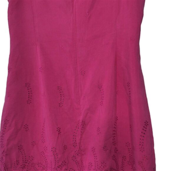 Jones New York Sz 16 Barbiecore Sleeveless Eyelet Linen Silk Dress Lined Pink A! - Picture 5 of 10